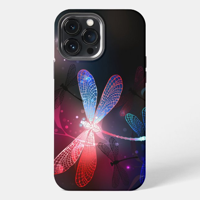 Coque iPhone Libellule rouge lumineuse (Verso)