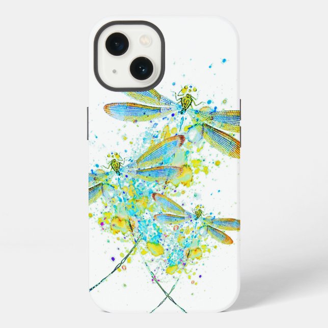 Coque iPhone Libellule sarcelle éclaboussure  (Verso)