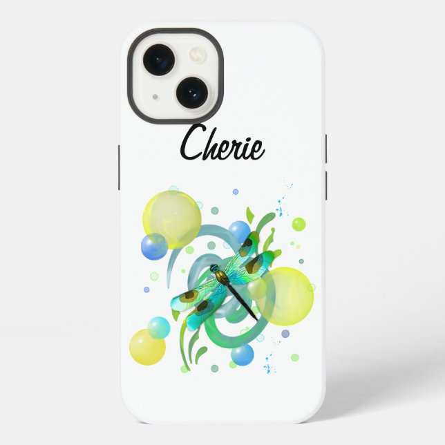 Coque iPhone Libellules Bleu Vert (Verso)