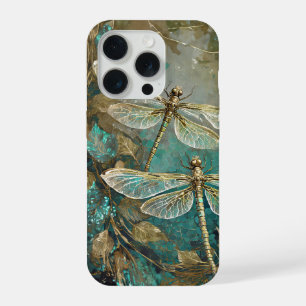 Coque iPhone 15 Pro Libellules dansantes étincelantes, ailes de gaze