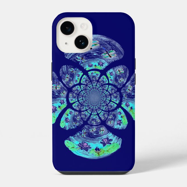 Coque iPhone Libellules, fleurs de nénuphars (Verso)