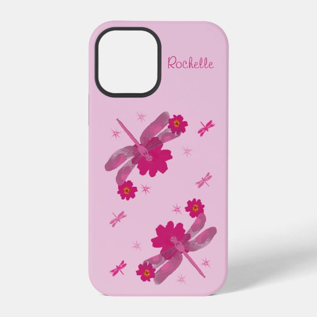 Coque iPhone Libellules roses (Verso)