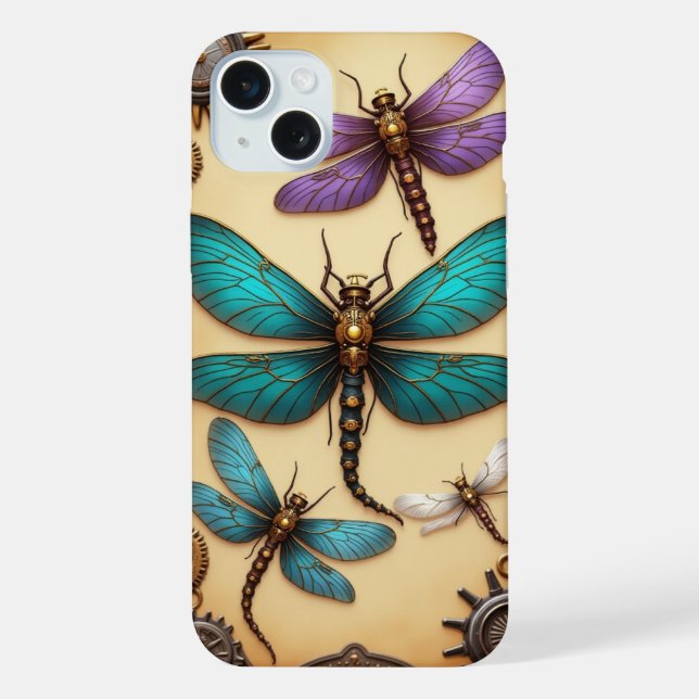 Coque iPhone Libellules Steampunk (Verso)