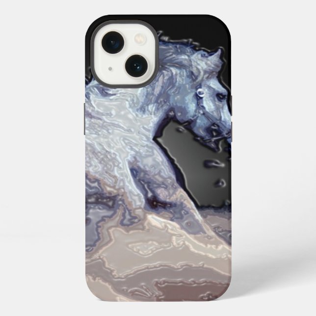 Coque iPhone Liberté - Cheval en course (Verso)