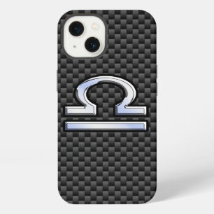 Etui iPhone 13 Libra Zodiac Sign on Black Carbon Fibre Print