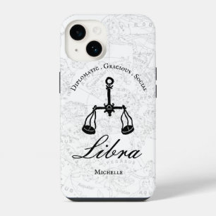 Coque Pour iPhone 14 Libra Zodiaque Astrologie Personnalité Blanc Perso