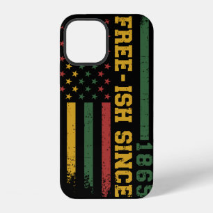 Coque iPhone 12 Libre depuis 1865 drapeau américain couleurs afric