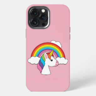 Etui iPhone 13 Pro Max Licorne et Arc-en-ciel avec Nuages Kawaii