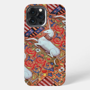 ETUI iPhone 13 PRO MAX LICORNE ET FLEURS DE FANTAISIE MÉDIÉVALE, MOTIFS F