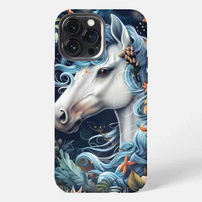 Coque iPhone Licorne et fleurs fantaisie design (Verso)