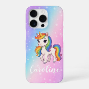 Coque iPhone 16 Pro Licorne magique colorée