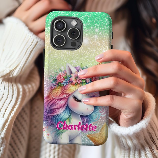 Coque iPhone Licorne magique étoile scintillante  (Créateur téléchargé)
