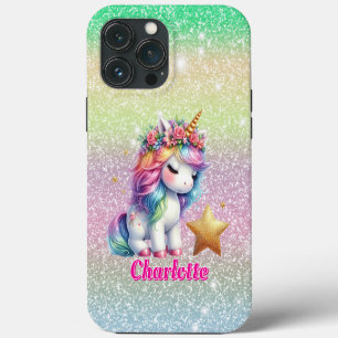 Etui iPhone 13 Pro Max Licorne magique étoile scintillante