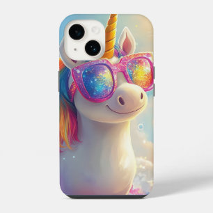 Coque Pour iPhone 14 Licorne Mignonne avec Lunettes de Soleil : Magique
