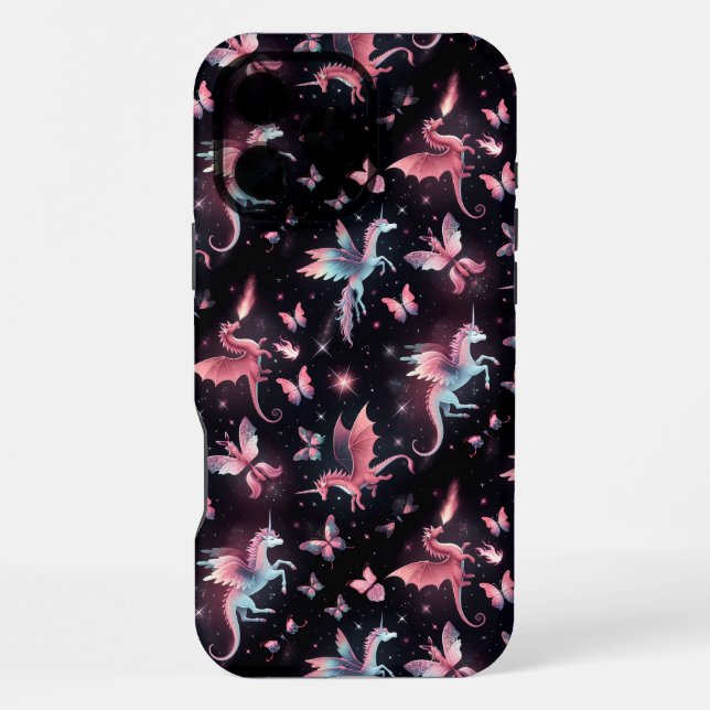 Coque iPhone Licorne Rose Mélange Dragon (Verso)