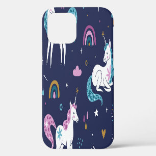 Coque iPhone 12 Licornes Arcs-en-ciel : motif transparent de dessi