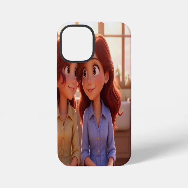 Coque iPhone Lien de Sœur – Illustration d'Art de Sœurs Magnifi (Verso)