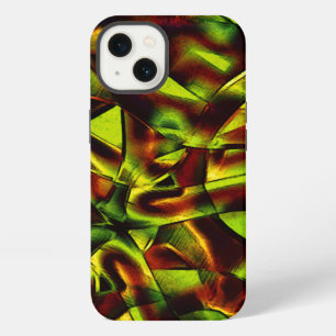Etui iPhone 13 Liens déformés de rubans verts brûlés