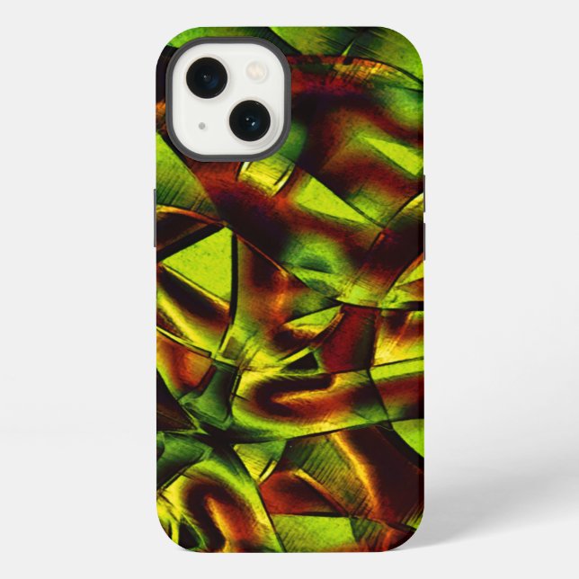 Coque iPhone Liens déformés de rubans verts brûlés (Verso)