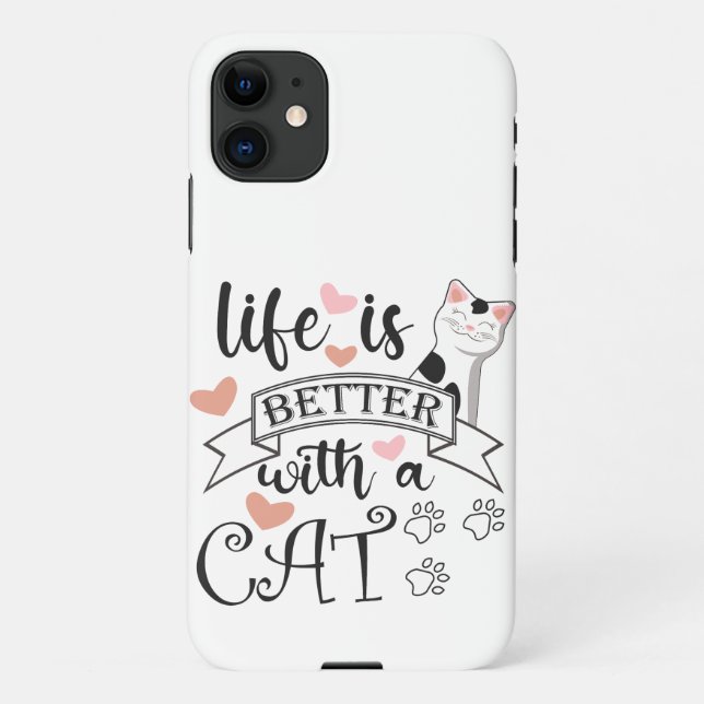 Coque iPhone Life is Better With a Cat quote slogan (Dos)