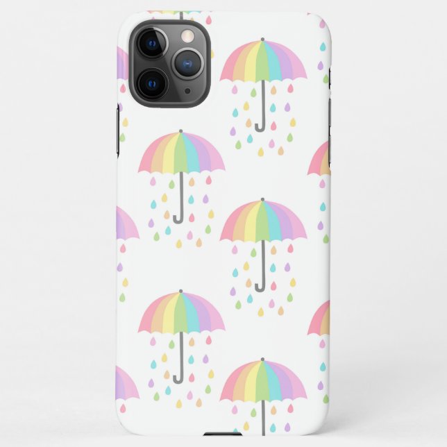 Coque iPhone Light Colors Rainbow Umbrella Print Rain Drops (Dos)