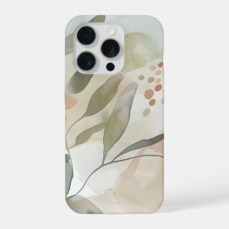 Coque iPhone 15 Pro Light Neutral Abstract Botanical with Soft Sage 