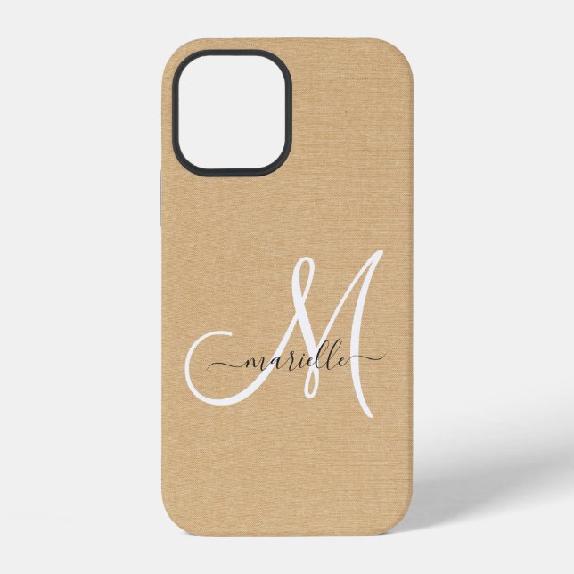 Coque iPhone Light Straw Linen Monogram   (Verso)