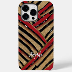 Coque Pour Pour iPhone 14 Pro Max Ligne Abstraite Moderne Rouge Noir Minimaliste Per