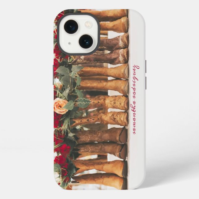 Coque iPhone Ligne de bottes avec fleurs (Verso)