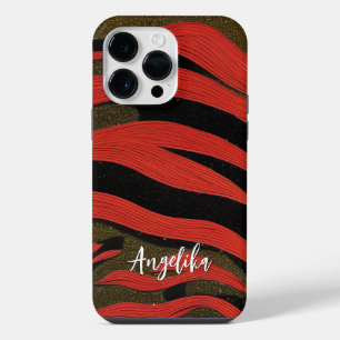 Coque Pour Pour iPhone 14 Pro Max Lignes Abstraites minimalistes rouges et noires