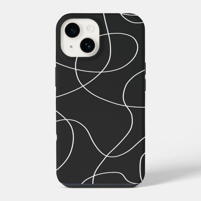 Coque iPhone Lignes blanches sur fond noir  (Verso)