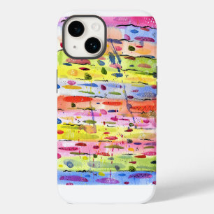 Coque Pour iPhone 14 Lignes Colorées Aquarelle Abstraite