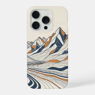 Coque iPhone 15 Pro Lignes de Contour Topographique de Montagne