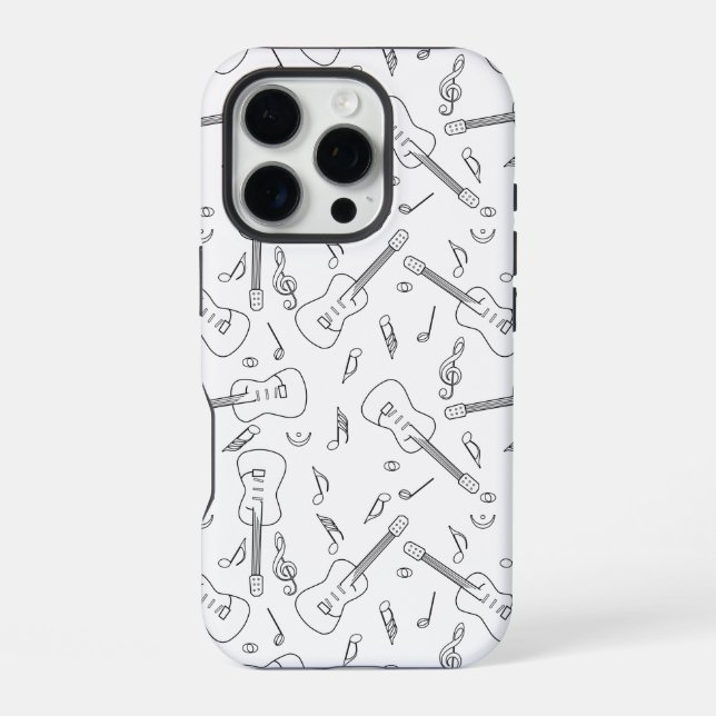 Coque iPhone Lignes de guitare Notes de musique (Verso)