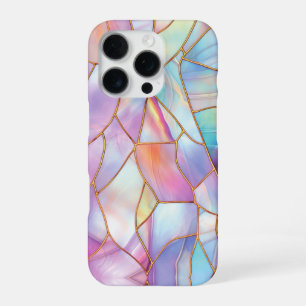 Coque iPhone 16 Pro Lignes d'or en verre peint Pastel
