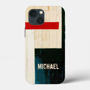 Etui iPhone 13 Mini Lignes et Marquages de Plancher en Bois Rustique