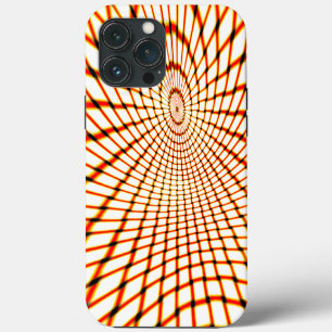 Etui iPhone 13 Pro Max Lignes orange croisées torsadées formant un cercle