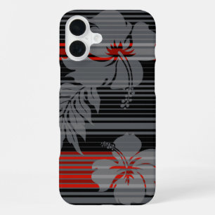 Coque iPhone 16 Plus Lihue Hibiscus Rayure Hawaïen