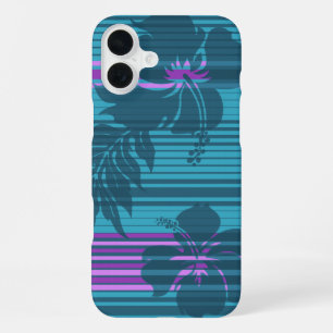 Coque iPhone 16 Plus Lihue Hibiscus Stripe Hawaïen