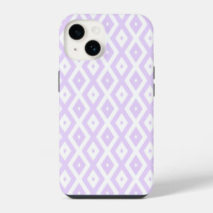 Coque Pour iPhone 14 Lila pourpre et blanc motif diamant