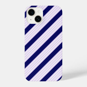 Coque Pour iPhone 14 Lilac et rayures blanches motif avec bleu marine
