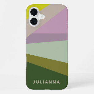 Coque iPhone 16 Plus Lilac Vert Géométrique Bloc de Couleur Personnalis