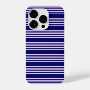 Coque Pour iPhone 14 Plus Lilac violet et bleu marine cinq bandes motif