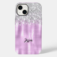 Lilas Monogramme Pailleté Métal Brossé Argent