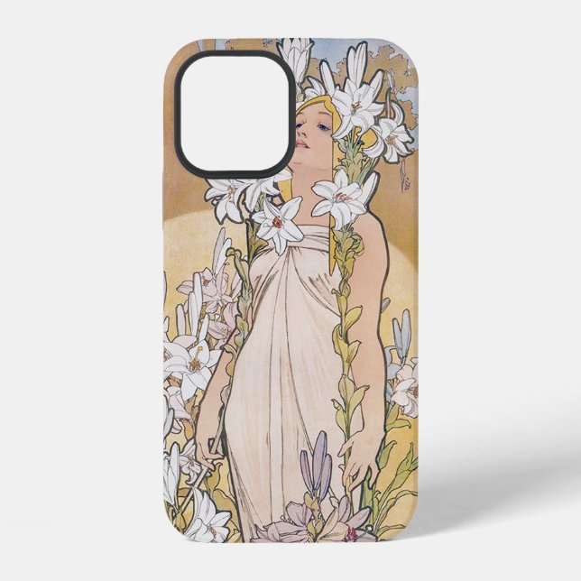 Coque iPhone Lily (Quatre Fleurs), Alphonse Mucha (Verso)