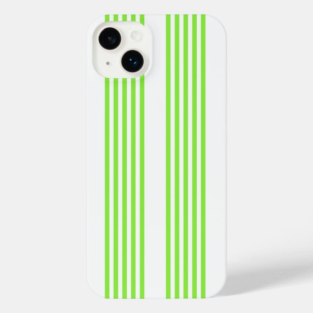 Coque iPhone Lime vert et blanc cinq bandes motif (Verso)