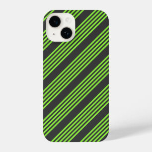 Coque Pour iPhone 14 Lime vert et charbon de bois cinq bandes motif