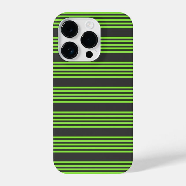 Coque iPhone Lime vert et charbon de bois cinq bandes motif (Verso)