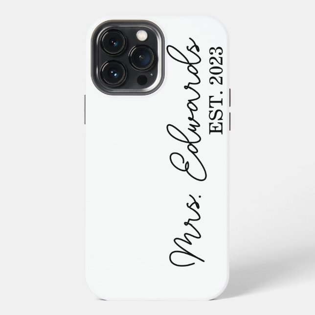 Coque iPhone Limite Cursive Mme Custom Nom de famille Mariage C (Verso)
