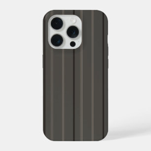 Coque iPhone 15 Pro Lin Luxueux Charbon Chaud à Rayures fines